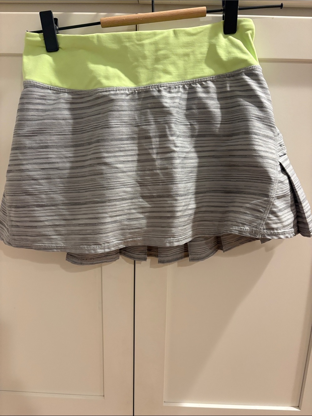 lululemon athletica Striped Gray Skirt with Neon Yellow Waistband